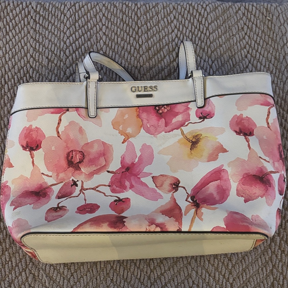 Guess Pink Floral Tote Bag